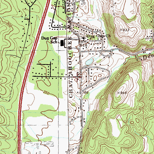 Topographic Map of Whitfield Church, GA