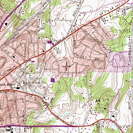 Topographic Map of Atteiram Heights, GA