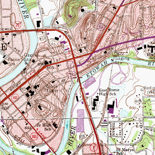 Topographic Map of Barretts Mill (historical), GA