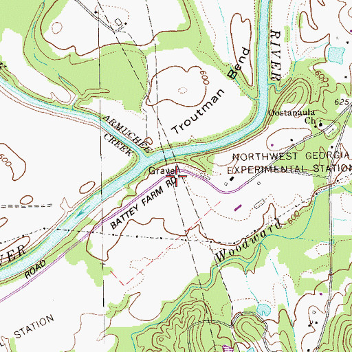 Topographic Map of Battey Farm Road Cemetery, GA