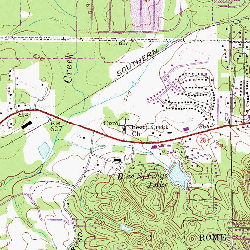 Topographic Map of Beech Creek Cemetery, GA