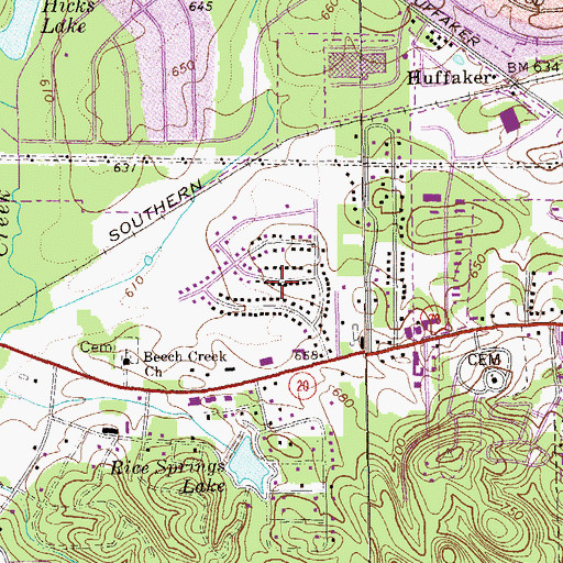 Topographic Map of Beech Creek Homes, GA