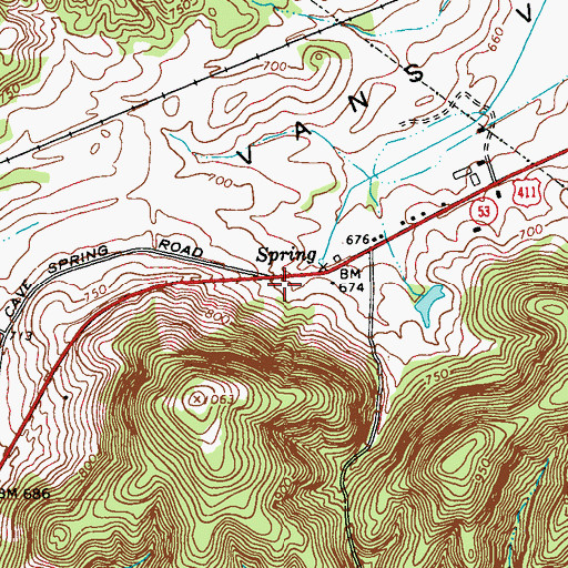 Topographic Map of Bellview School (historical), GA
