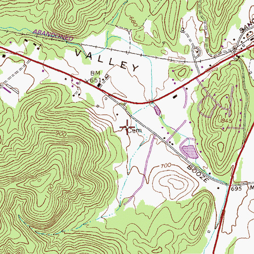 Topographic Map of Birdsong Cemetery, GA