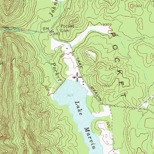 Topographic Map of Camp Marvin, GA