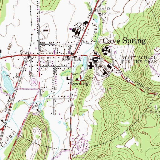 Topographic Map of Cave Spring, GA