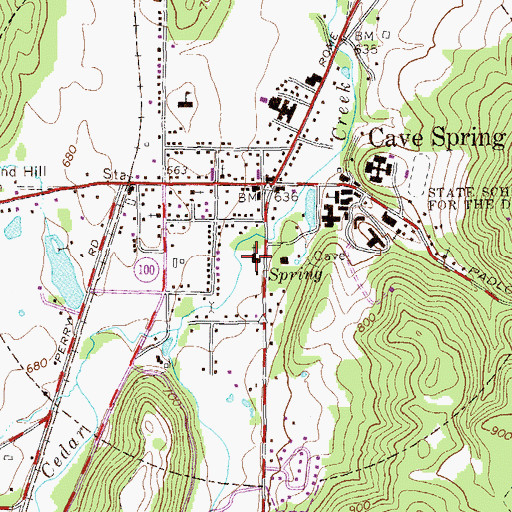Topographic Map of Cave Spring Baptist Church, GA