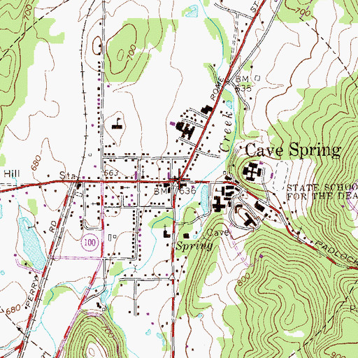 Topographic Map of Cave Spring Commerical Historic District, GA