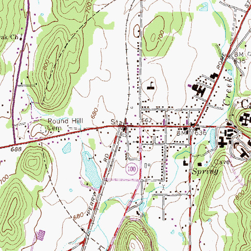 Topographic Map of Cave Spring Railroad Station, GA