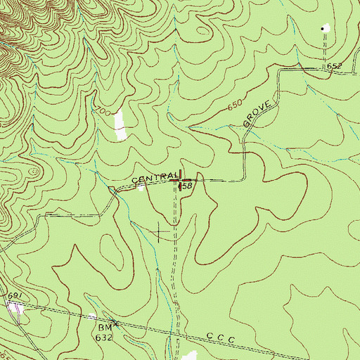 Topographic Map of Central Grove (historical), GA