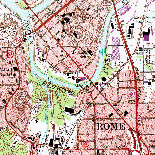 Topographic Map of Central Plaza Shopping Center, GA