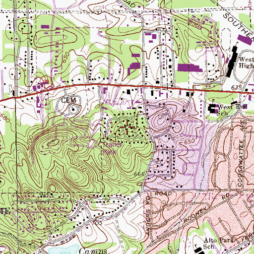 Topographic Map of Cherokee Acres, GA