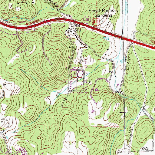 Topographic Map of Chulio Hills, GA