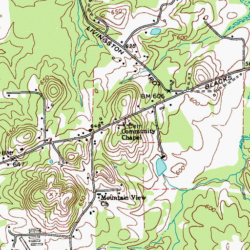 Topographic Map of Community Chapel Baptist Church, GA