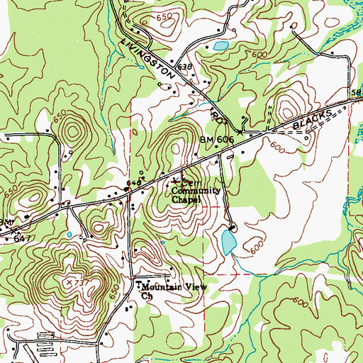 Topographic Map of Community Chapel Cemetery, GA