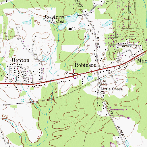 Topographic Map of Coosa Post Office, GA