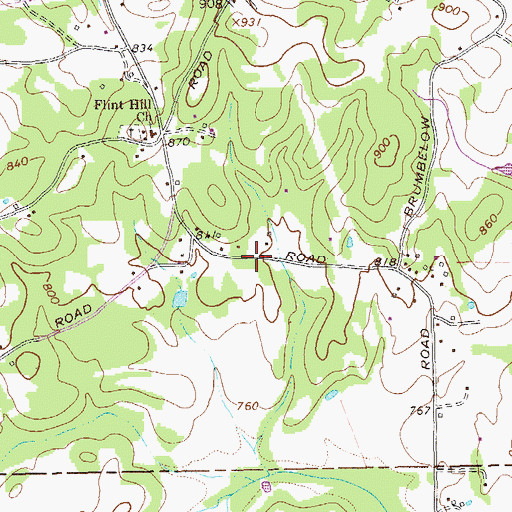 Topographic Map of Culver Chapel Cemetery, GA