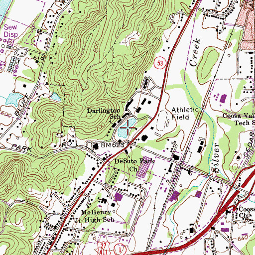 Topographic Map of DeSoto Lake, GA