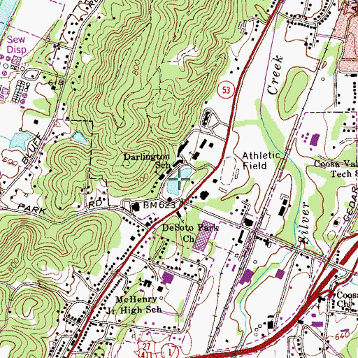 Topographic Map of DeSoto Park Spring, GA