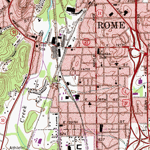 Topographic Map of Eighth Ward School (historical), GA