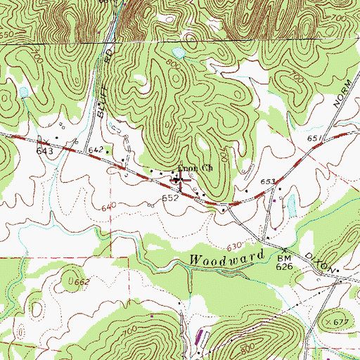 Topographic Map of Enon School (historical), GA
