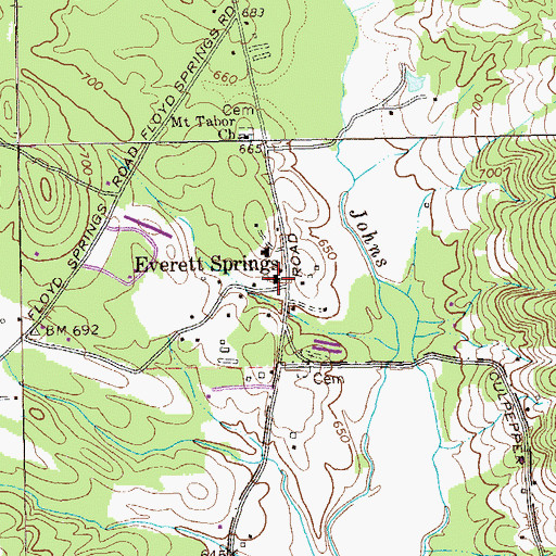 Topographic Map of Everett Springs Baptist Church, GA