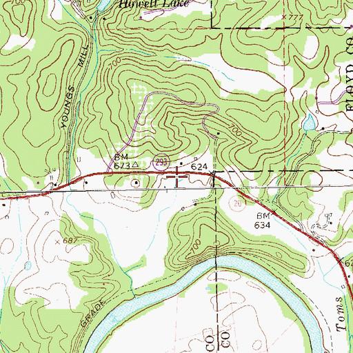 Topographic Map of Eves Place Cemetery, GA