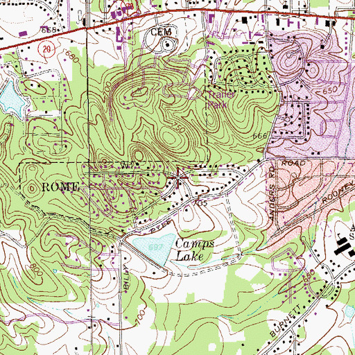 Topographic Map of Fair Oaks, GA