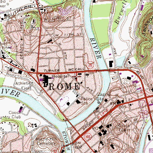 Topographic Map of Fifth Avenue Baptist Church, GA