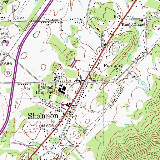 Topographic Map of First Baptist Church of Shannon, GA