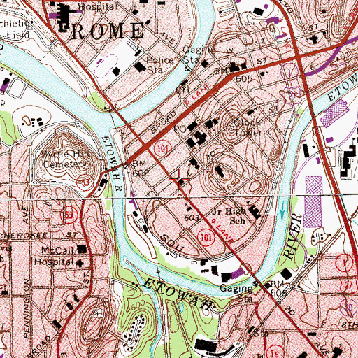 Topographic Map of First Christian Church, GA