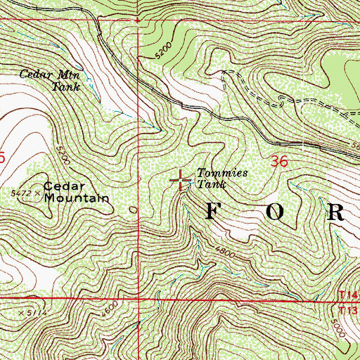 Topographic Map of Tommies Tank, AZ