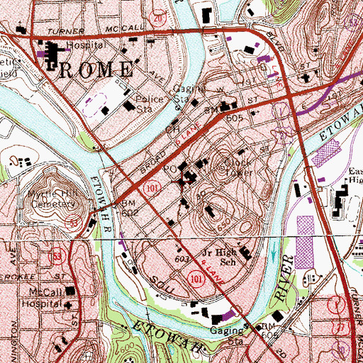 Topographic Map of First Presbyterian Church, GA