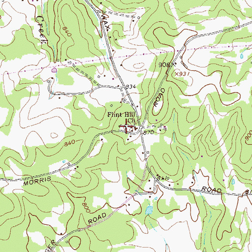 Topographic Map of Flint Hill Cemetery, GA