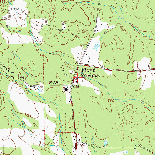 Topographic Map of Floyd Springs Cemetery, GA