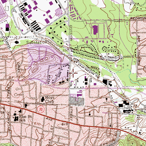 Topographic Map of Division Street Park, GA