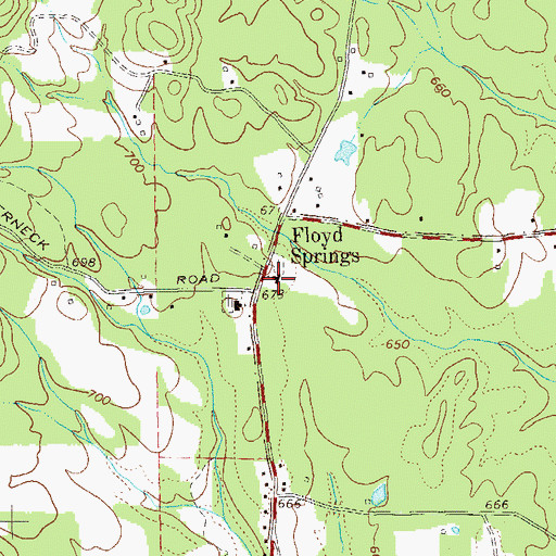 Topographic Map of Floyd Springs Methodist Church, GA