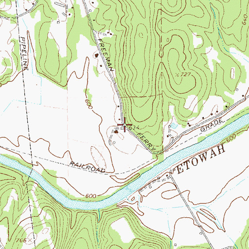 Topographic Map of Freemans (historical), GA