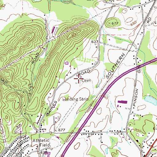 Topographic Map of Gaines Road Cemetery, GA