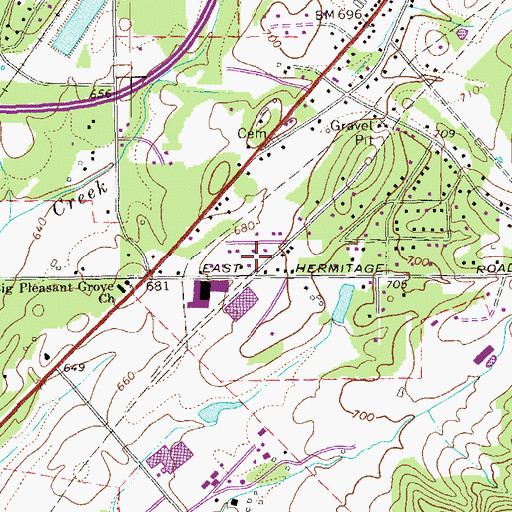Topographic Map of Gaines-Watters Cemetery, GA