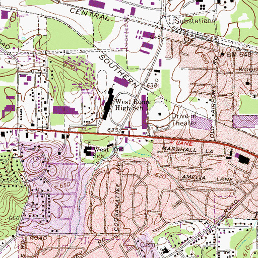 Topographic Map of Gala Shopping Center, GA
