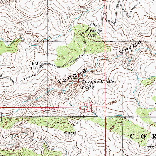 Topographic Map of Tanque Verde Falls, AZ