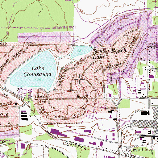 Topographic Map of Garden Lakes, GA