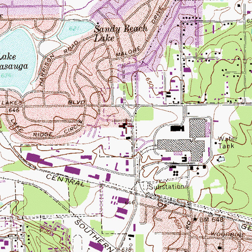 Topographic Map of Garden Lakes Baptist Church, GA
