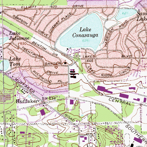 Topographic Map of Garden Lakes Elementary School, GA