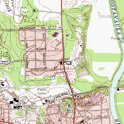 Topographic Map of Glenwood School (historical), GA