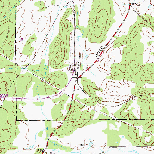 Topographic Map of Green, GA