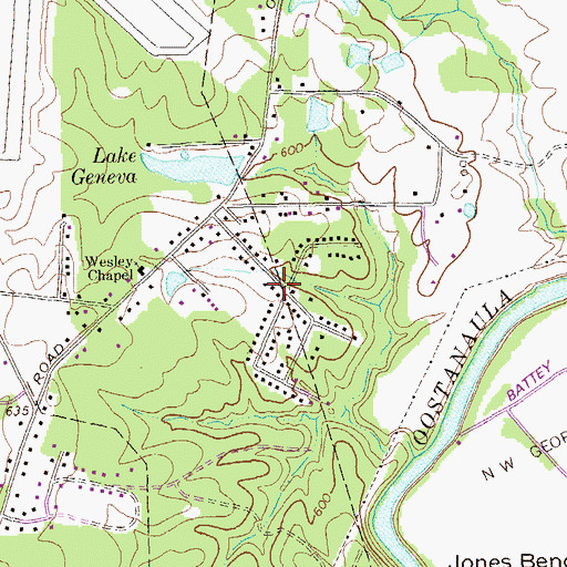 Topographic Map of Green Acre, GA