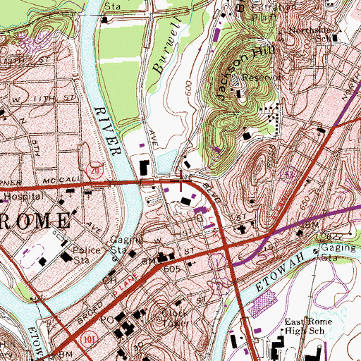 Topographic Map of Hells Hollow, GA
