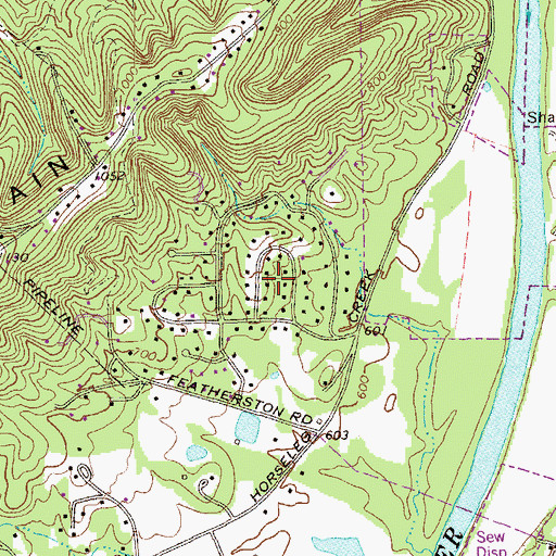 Topographic Map of Horseleg Estates, GA